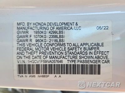 Zdjęcie 13 z 13 samochodu: 2022 HONDA ACCORD EXL VIN:1HGCV1F59NA057646 - miniatura