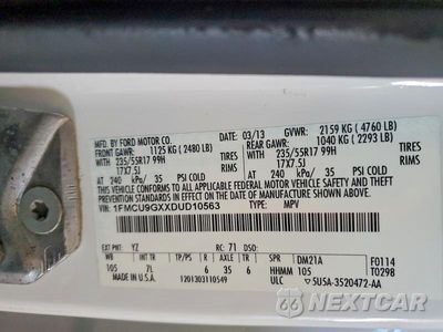Zdjęcie 12 z 12 samochodu: 2013 FORD ESCAPE SE VIN:1FMCU9GXXDUD10563 - miniatura