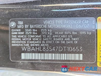Zdjęcie 12 z 12 samochodu: 2007 BMW 750 I VIN:WBAHL83547DT10653 - miniatura