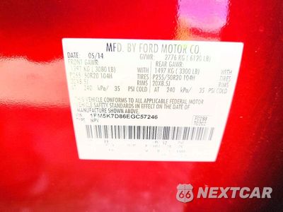 Zdjęcie 14 z 14 samochodu: 2014 FORD EXPLORER XLT VIN:1FM5K7D86EGC57246 - miniatura