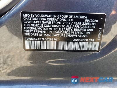 Zdjęcie 13 z 13 samochodu: 2020 VOLKSWAGEN PASSAT R-LINE VIN:1VWMA7A37LC026370 - miniatura