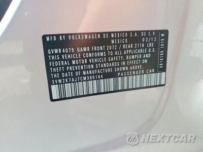 Zdjęcie 12 z 12 samochodu: 2012 VOLKSWAGEN JETTA BASE VIN:3VW2K7AJ7CM380164 - miniatura