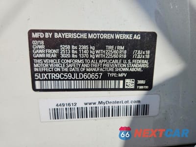Zdjęcie 13 z 13 samochodu: 2018 BMW X3 XDRIVE30I VIN:5UXTR9C59JLD60657 - miniatura