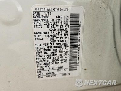 Zdjęcie 14 z 14 samochodu: 2017 NISSAN ROGUE SV VIN:JN8AT2MT4HW144739 - miniatura