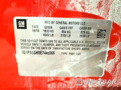 Zdjęcie 12 z 12 samochodu: 2014 CHEVROLET CRUZE LS VIN:1G1PA5SH0E7445566 - miniatura