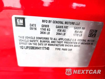 Zdjęcie 12 z 12 samochodu: 2017 CHEVROLET SONIC PREMIER VIN:1G1JF5SB3H4117745 - miniatura