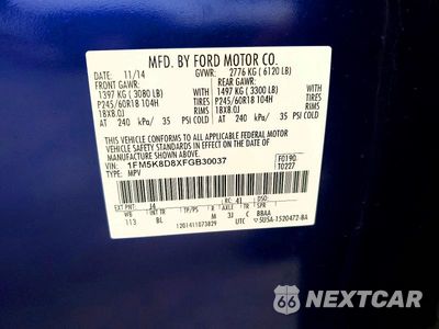 Zdjęcie 13 z 13 samochodu: 2015 FORD EXPLORER XLT VIN:1FM5K8D8XFGB30037 - miniatura