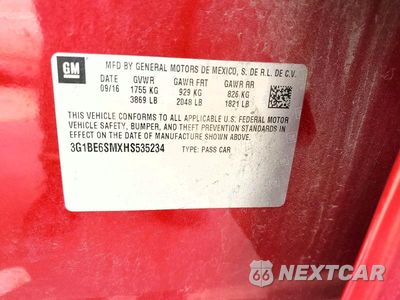 Zdjęcie 12 z 12 samochodu: 2017 CHEVROLET CRUZE LT VIN:3G1BE6SMXHS535234 - miniatura