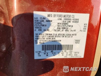 Zdjęcie 12 z 12 samochodu: 2005 FORD F250 SUPER DUTY VIN:1FTSW21P75EB80439 - miniatura