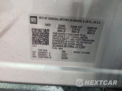 Zdjęcie 13 z 13 samochodu: 2022 CHEVROLET EQUINOX LT VIN:3GNAXJEV9NL217297 - miniatura