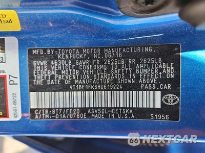 Zdjęcie 12 z 12 samochodu: 2017 TOYOTA CAMRY SE VIN:4T1BF1FK6HU619224 - miniatura