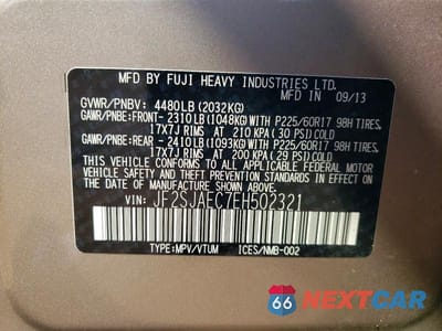 Zdjęcie 13 z 13 samochodu: 2014 SUBARU FORESTER 2.5I PREMIUM VIN:JF2SJAEC7EH502321 - miniatura