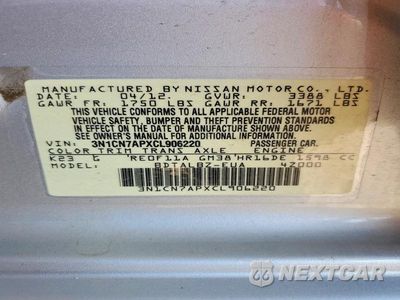 Zdjęcie 12 z 12 samochodu: 2012 NISSAN VERSA 1.6 S VIN:3N1CN7APXCL906220 - miniatura