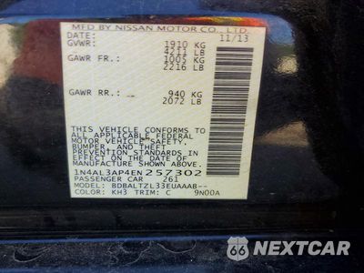 Zdjęcie 12 z 12 samochodu: 2014 NISSAN ALTIMA 2.5 SV VIN:1N4AL3AP4EN257302 - miniatura