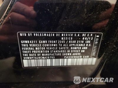 Zdjęcie 12 z 12 samochodu: 2012 VOLKSWAGEN JETTA SE VIN:3VWDP7AJ8CM425753 - miniatura