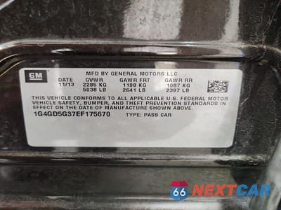 Zdjęcie 12 z 12 samochodu: 2014 BUICK LACROSSE PREMIUM VIN:1G4GD5G37EF175670 - miniatura