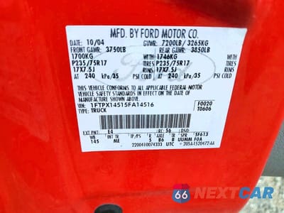 Zdjęcie 12 z 12 samochodu: 2005 FORD F150 VIN:1FTPX14515FA14516 - miniatura