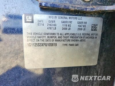 Zdjęcie 12 z 12 samochodu: 2015 CHEVROLET IMPALA LT VIN:1G1125S3XFU105819 - miniatura
