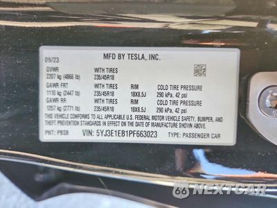Zdjęcie 13 z 13 samochodu: 2023 TESLA MODEL 3 VIN:5YJ3E1EB1PF663023 - miniatura