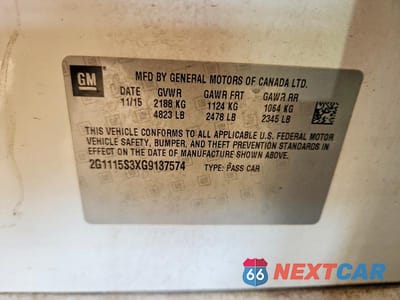 Zdjęcie 12 z 12 samochodu: 2016 CHEVROLET IMPALA LT VIN:2G1115S3XG9137574 - miniatura