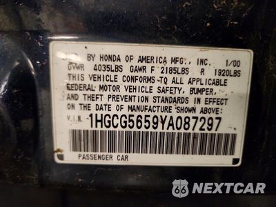 Zdjęcie 12 z 12 samochodu: 2000 HONDA ACCORD EX VIN:1HGCG5659YA087297 - miniatura
