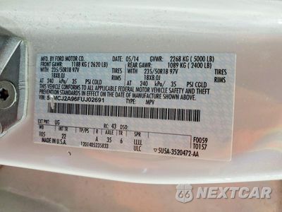 Zdjęcie 14 z 14 samochodu: 2015 LINCOLN MKC VIN:5LMCJ2A96FUJ02691 - miniatura