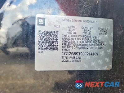Zdjęcie 12 z 12 samochodu: 2018 CHEVROLET MALIBU LS VIN:1G1ZB5ST9JF214109 - miniatura