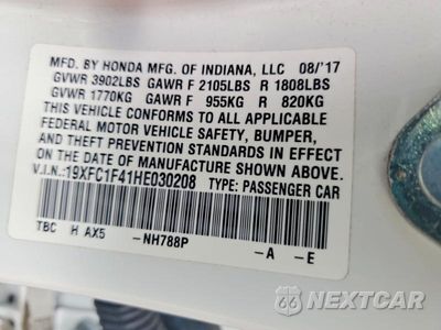 Zdjęcie 12 z 12 samochodu: 2017 HONDA CIVIC EX VIN:19XFC1F41HE030208 - miniatura