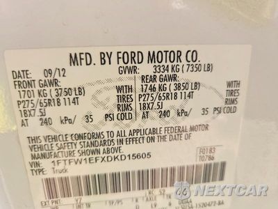 Zdjęcie 12 z 12 samochodu: 2013 FORD F150 SUPERCREW VIN:1FTFW1EFXDKD15605 - miniatura