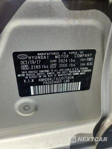 Zdjęcie 12 z 12 samochodu: 2018 HYUNDAI ELANTRA VALUE EDITION VIN:KMHD84LF4JU575824 - miniatura