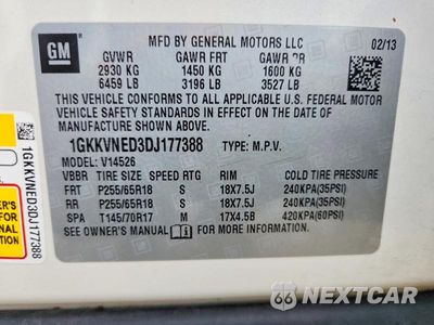 Zdjęcie 13 z 13 samochodu: 2013 GMC ACADIA SLE VIN:1GKKVNED3DJ177388 - miniatura