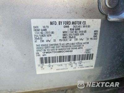 Zdjęcie 14 z 14 samochodu: 2021 FORD EXPLORER XLT VIN:1FMSK7DH4MGC04644 - miniatura