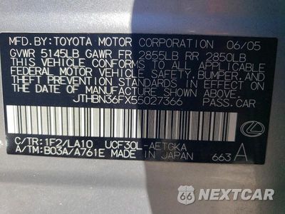 Zdjęcie 12 z 12 samochodu: 2005 LEXUS LS 430 VIN:JTHBN36FX55027366 - miniatura