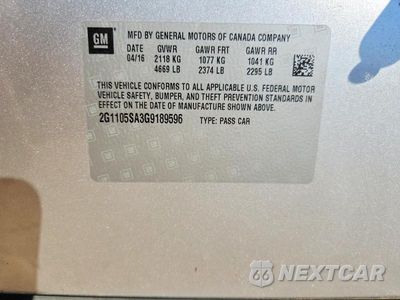 Zdjęcie 12 z 12 samochodu: 2016 CHEVROLET IMPALA LT VIN:2G1105SA3G9189596 - miniatura