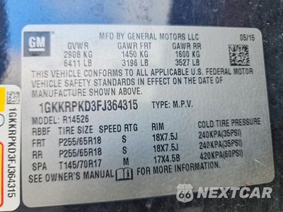 Zdjęcie 13 z 13 samochodu: 2015 GMC ACADIA SLE VIN:1GKKRPKD3FJ364315 - miniatura