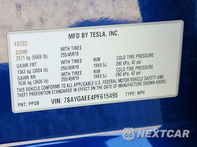 Zdjęcie 13 z 13 samochodu: 2023 TESLA MODEL Y VIN:7SAYGAEE4PF615495 - miniatura