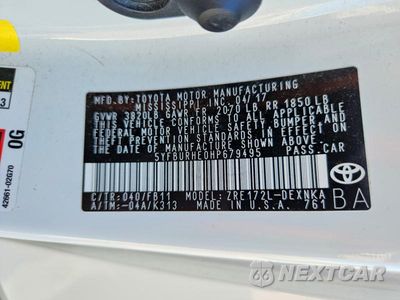 Zdjęcie 12 z 12 samochodu: 2017 TOYOTA COROLLA LE VIN:5YFBURHE0HP679495 - miniatura