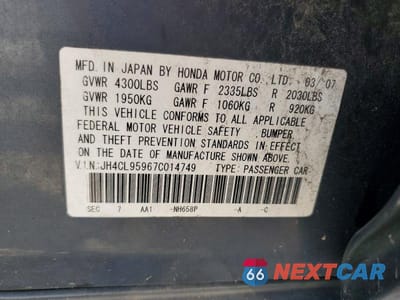 Zdjęcie 13 z 13 samochodu: 2007 ACURA TSX VIN:JH4CL95967C014749 - miniatura