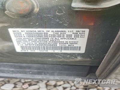 Zdjęcie 13 z 13 samochodu: 2006 HONDA PILOT EX VIN:5FNYF28596B046899 - miniatura