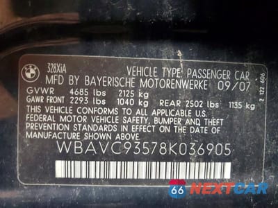 Zdjęcie 12 z 12 samochodu: 2008 BMW 328 XI VIN:WBAVC93578K036905 - miniatura