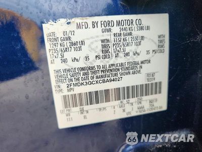 Zdjęcie 14 z 14 samochodu: 2012 FORD EDGE SE VIN:2FMDK3GCXCBA94027 - miniatura