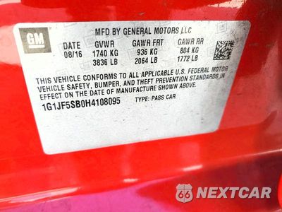 Zdjęcie 13 z 13 samochodu: 2017 CHEVROLET SONIC PREMIER VIN:1G1JF5SB0H4108095 - miniatura