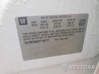 Zdjęcie 12 z 12 samochodu: 2015 CHEVROLET CRUZE LT VIN:1G1PE5SB4F7106777 - miniatura