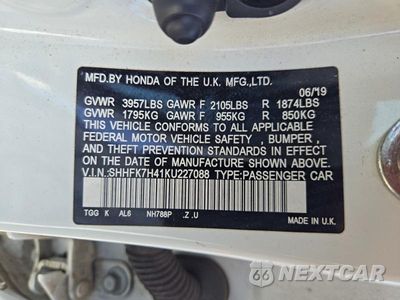 Zdjęcie 12 z 12 samochodu: 2019 HONDA CIVIC SPORT VIN:SHHFK7H41KU227088 - miniatura