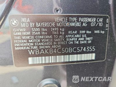 Zdjęcie 12 z 12 samochodu: 2011 BMW 740 LI VIN:WBAKB4C50BC574355 - miniatura