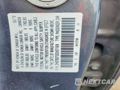 Zdjęcie 12 z 12 samochodu: 2012 HONDA CIVIC LX VIN:2HGFB2F53CH571924 - miniatura