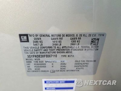 Zdjęcie 14 z 14 samochodu: 2015 CADILLAC SRX PREMIUM COLLECTION VIN:3GYFNDE3XFS567110 - miniatura