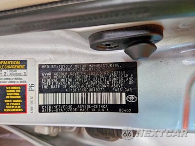 Zdjęcie 12 z 12 samochodu: 2012 TOYOTA CAMRY LE VIN:4T1BF1FK5CU049273 - miniatura