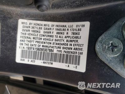 Zdjęcie 12 z 12 samochodu: 2009 HONDA CIVIC LX-S VIN:19XFA15609E007884 - miniatura