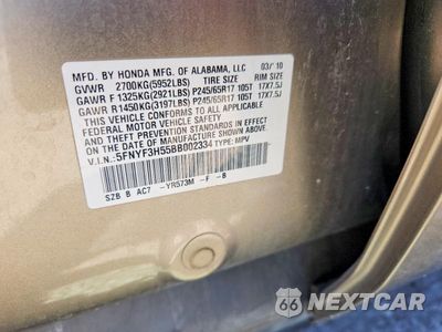 Zdjęcie 12 z 12 samochodu: 2011 HONDA PILOT EXL VIN:5FNYF3H55BB002334 - miniatura